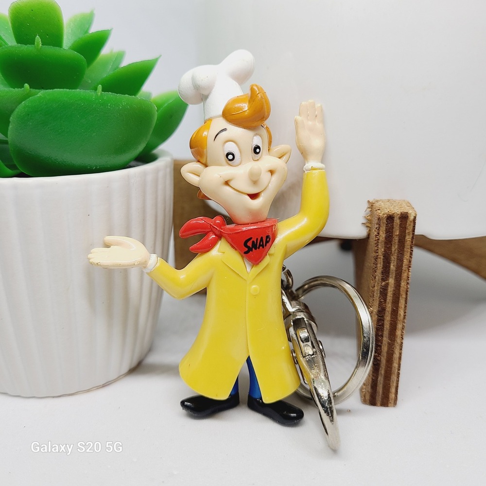 Vintage 1988 Snap Crackle‎ Pop Rice Krispies Chef Keychain Advertising Premium